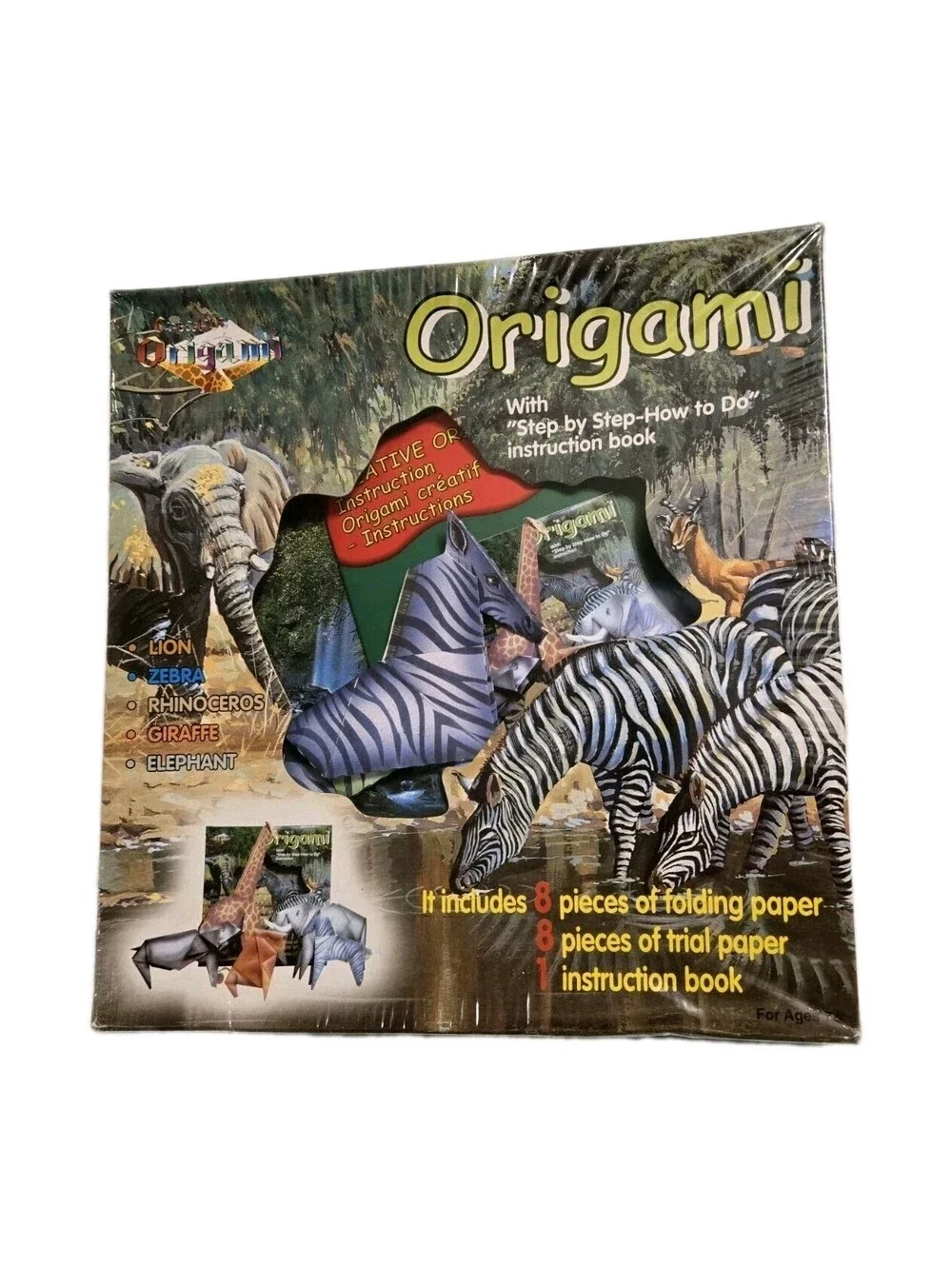 Folia Bringmann Safari Origami Kit - 8 Patterned Papers & Instruction Book